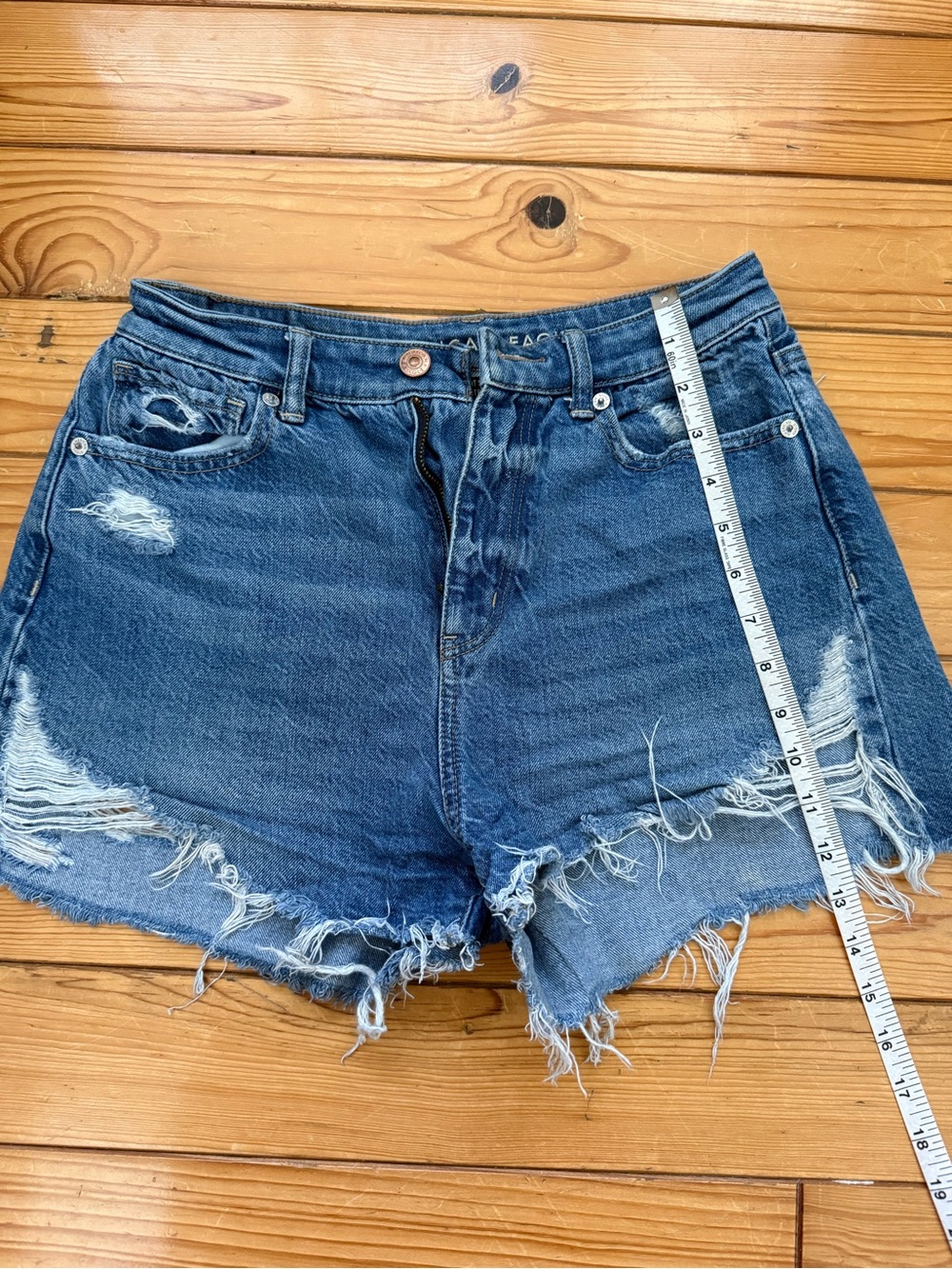 American Eagle Outfitters Distressed Dark Blue Denim Shorts